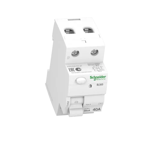 Дифференциальный выключатель (УЗО) 40A 30мА, 2 полюса, 11452 Schneider Electric