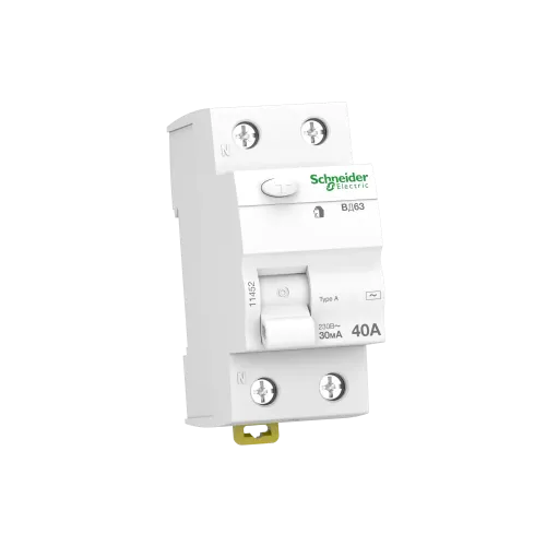 Дифференциальный выключатель (УЗО) 40A 30мА, 2 полюса, 11452 Schneider Electric
