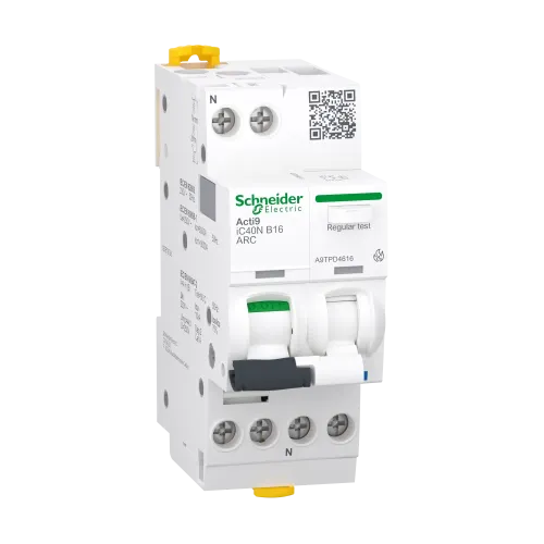 Устройство защиты от дугового пробоя 16A B 6kA, 1P+N, AFDD+AB iC40N ARC Acti9 A9TPD4616