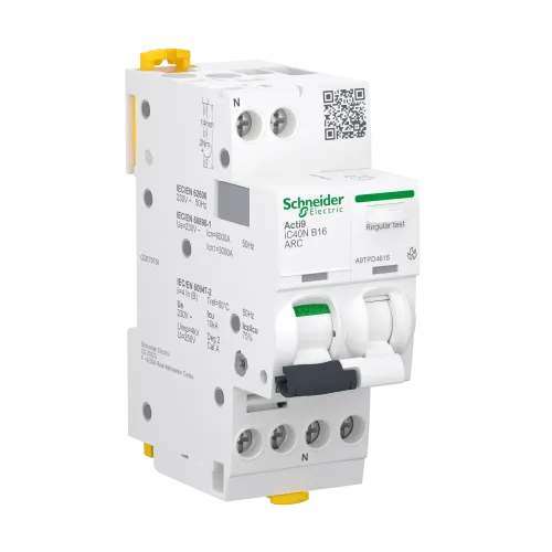 Устройство защиты от дугового пробоя 16A B 6kA, 1P+N, AFDD+AB iC40N ARC Acti9 A9TPD4616