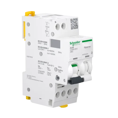 Устройство защиты от дугового пробоя 16A B 6kA, 1P+N, AFDD+AB iC40N ARC Acti9 A9TPD4616