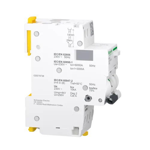 Устройство защиты от дугового пробоя 16A B 6kA, 1P+N, AFDD+AB iC40N ARC Acti9 A9TPD4616