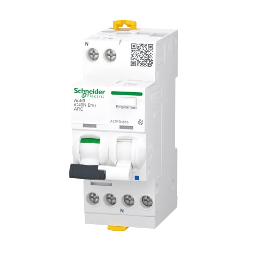 Устройство защиты от дугового пробоя 16A B 6kA, 1P+N, AFDD+AB iC40N ARC Acti9 A9TPD4616
