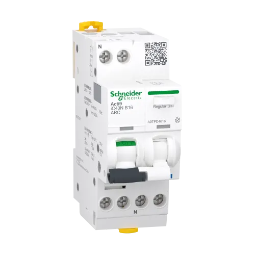 Устройство защиты от дугового пробоя 16A B 6kA, 1P+N, AFDD+AB iC40N ARC Acti9 A9TPD4616