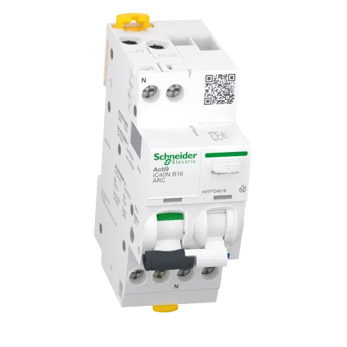 Устройство защиты от дугового пробоя 16A B 6kA, 1P+N, AFDD+AB iC40N ARC Acti9 A9TPD4616