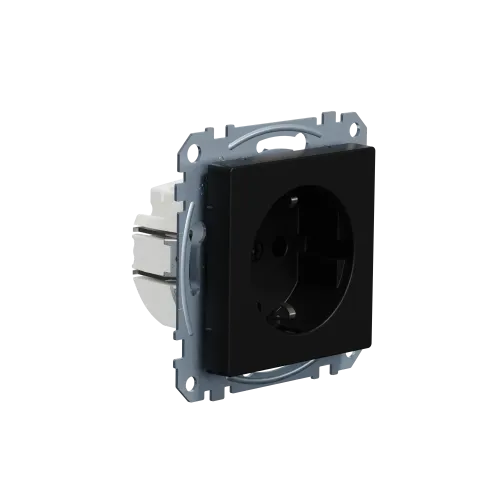Механизм розетки SCHUKO, Merten System M, Ocean Plastic, матовый чёрный MEG2301-0403
