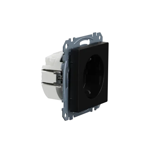 Механизм розетки SCHUKO, Merten System M, Ocean Plastic, матовый чёрный MEG2301-0403