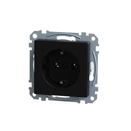 Механизм розетки SCHUKO, Merten System M, Ocean Plastic, матовый чёрный MEG2301-0403