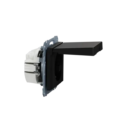 Механизм розетки SCHUKO с крышкой, Merten System M, матовый чёрный MEG2311-0403
