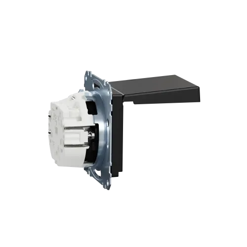 Механизм розетки SCHUKO с крышкой, Merten System M, матовый чёрный MEG2311-0403