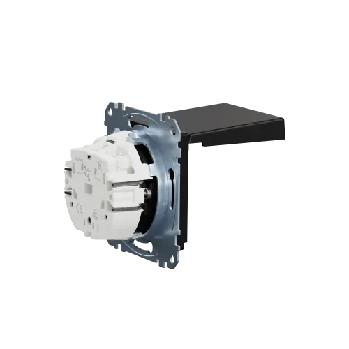 Механизм розетки SCHUKO с крышкой, Merten System M, матовый чёрный MEG2311-0403