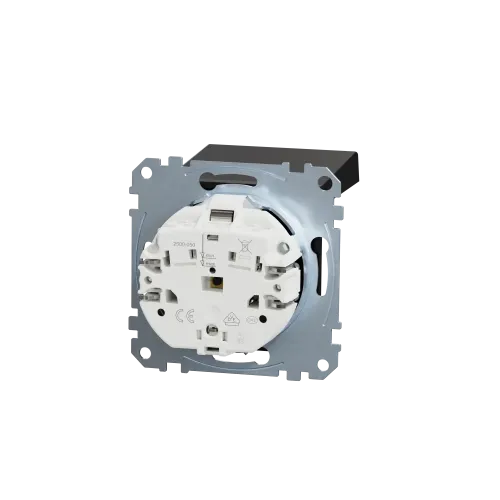 Механизм розетки SCHUKO с крышкой, Merten System M, матовый чёрный MEG2311-0403