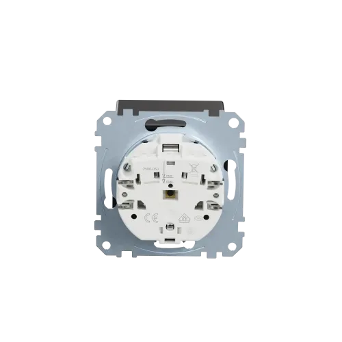 Механизм розетки SCHUKO с крышкой, Merten System M, матовый чёрный MEG2311-0403