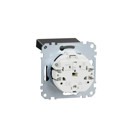 Механизм розетки SCHUKO с крышкой, Merten System M, матовый чёрный MEG2311-0403