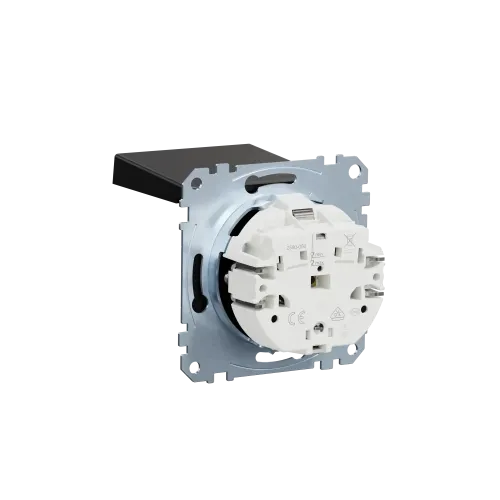 Механизм розетки SCHUKO с крышкой, Merten System M, матовый чёрный MEG2311-0403