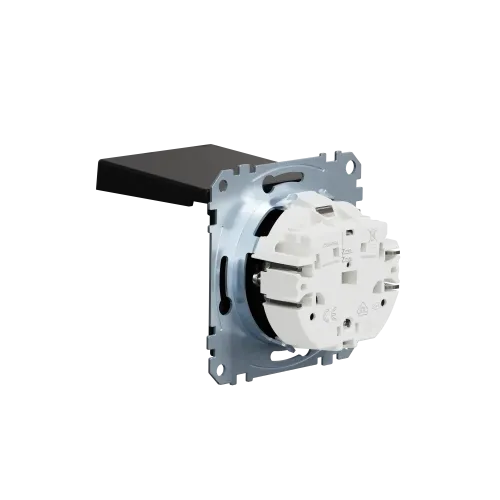 Механизм розетки SCHUKO с крышкой, Merten System M, матовый чёрный MEG2311-0403