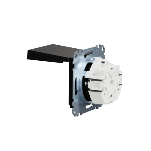 Механизм розетки SCHUKO с крышкой, Merten System M, матовый чёрный MEG2311-0403