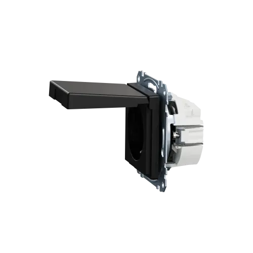 Механизм розетки SCHUKO с крышкой, Merten System M, матовый чёрный MEG2311-0403