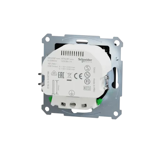 Розетка с двойной USB-зарядкой, 3А, тип A+C, Merten System M, матовый чёрный MEG2367-0403