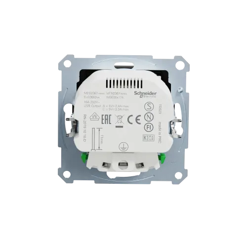 Розетка с двойной USB-зарядкой, 3А, тип A+C, Merten System M, матовый чёрный MEG2367-0403
