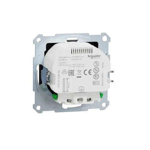 Розетка с двойной USB-зарядкой, 3А, тип A+C, Merten System M, матовый чёрный MEG2367-0403
