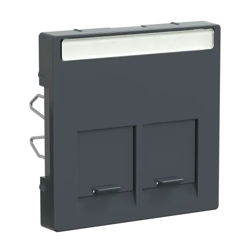Накладка компьютерной розетки RJ45, двойная, антрацит, Merten MTN466514