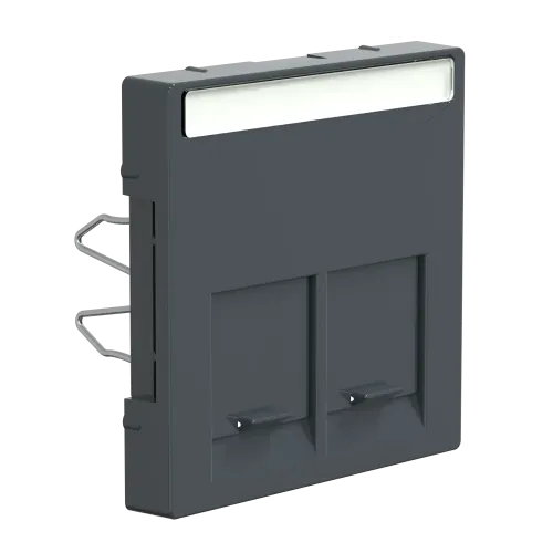 Накладка компьютерной розетки RJ45, двойная, антрацит, Merten MTN466514