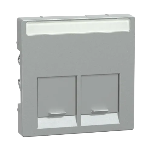 Накладка компьютерной розетки RJ45, двойная, алюминий, Merten MTN466560