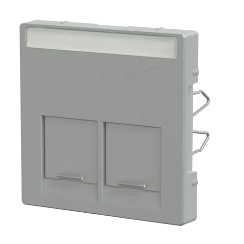 Накладка компьютерной розетки RJ45, двойная, алюминий, Merten MTN466560