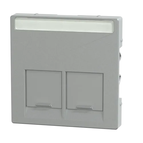 Накладка компьютерной розетки RJ45, двойная, алюминий, Merten MTN466560