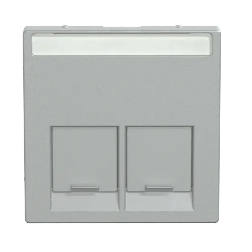 Накладка компьютерной розетки RJ45, двойная, алюминий, Merten MTN466560