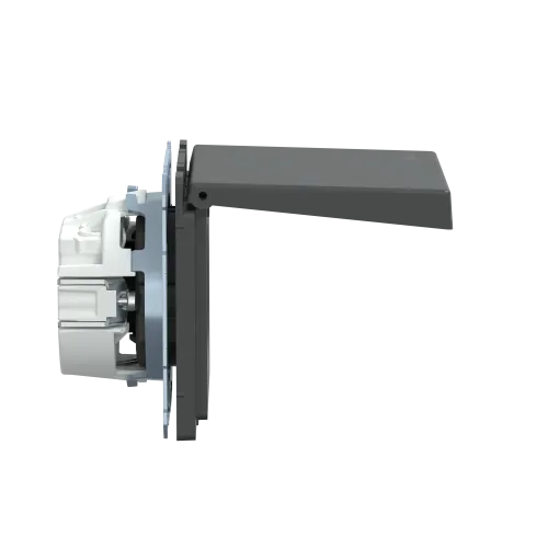 Розетка электрическая с крышкой, IP44, антрацит, Merten MTN2314-6034