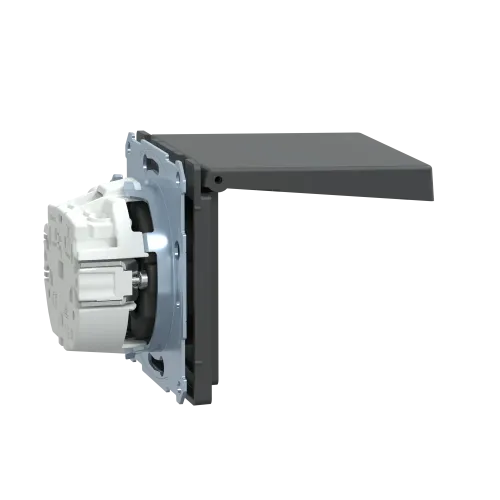 Розетка электрическая с крышкой, IP44, антрацит, Merten MTN2314-6034