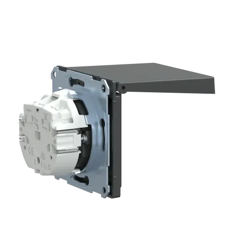 Розетка электрическая с крышкой, IP44, антрацит, Merten MTN2314-6034