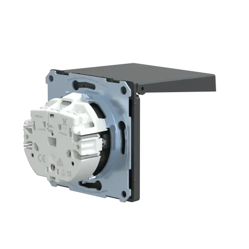 Розетка электрическая с крышкой, IP44, антрацит, Merten MTN2314-6034