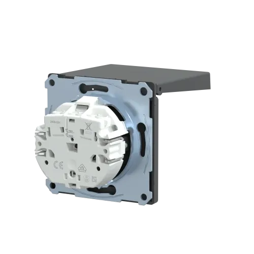 Розетка электрическая с крышкой, IP44, антрацит, Merten MTN2314-6034