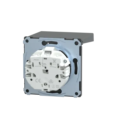 Розетка электрическая с крышкой, IP44, антрацит, Merten MTN2314-6034