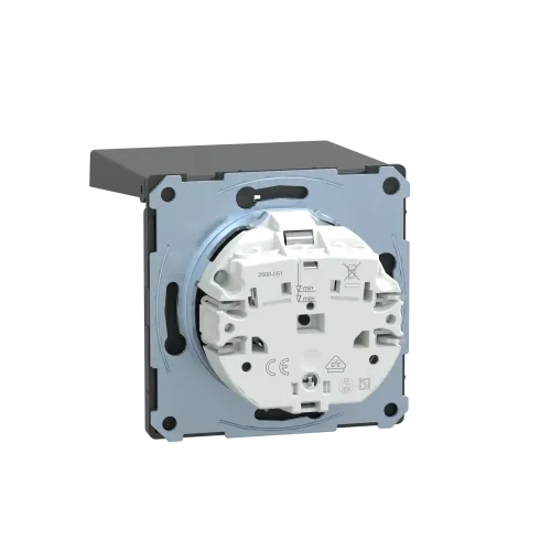 Розетка электрическая с крышкой, IP44, антрацит, Merten MTN2314-6034