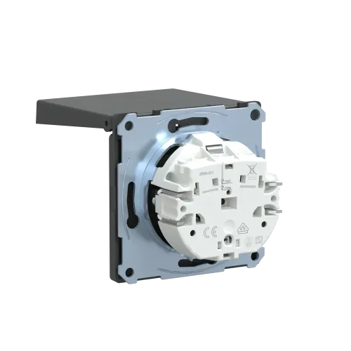 Розетка электрическая с крышкой, IP44, антрацит, Merten MTN2314-6034