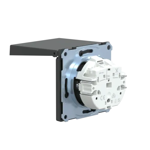 Розетка электрическая с крышкой, IP44, антрацит, Merten MTN2314-6034