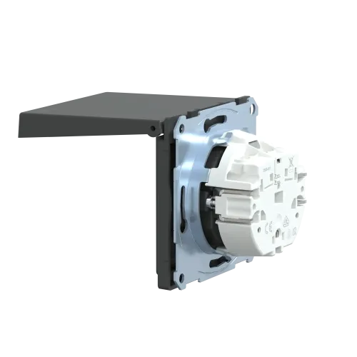 Розетка электрическая с крышкой, IP44, антрацит, Merten MTN2314-6034