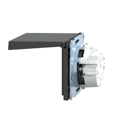 Розетка электрическая с крышкой, IP44, антрацит, Merten MTN2314-6034