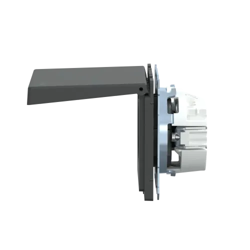 Розетка электрическая с крышкой, IP44, антрацит, Merten MTN2314-6034