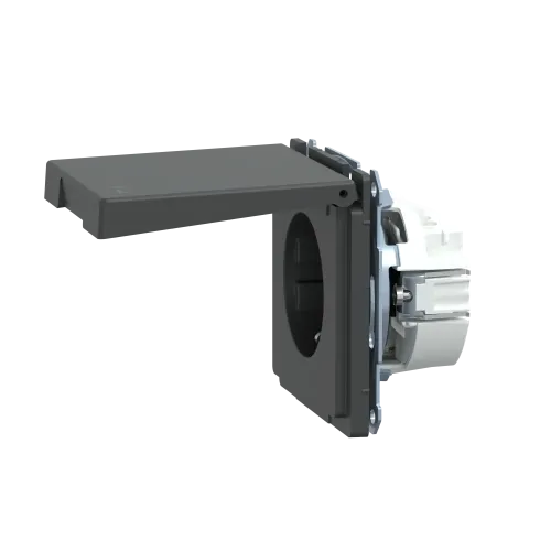 Розетка электрическая с крышкой, IP44, антрацит, Merten MTN2314-6034