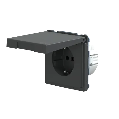 Розетка электрическая с крышкой, IP44, антрацит, Merten MTN2314-6034