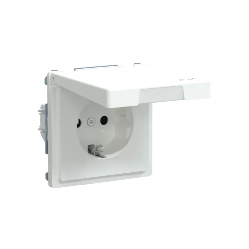 Розетка электрическая с крышкой, IP44, белый лотос, Merten MTN2314-6035