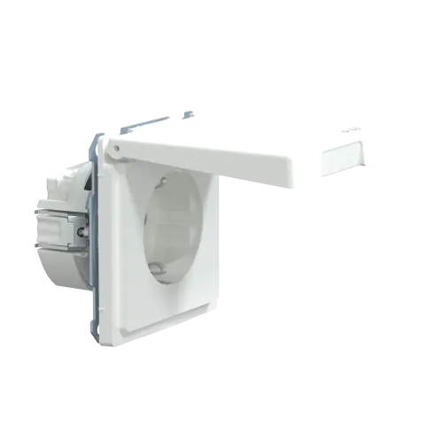 Розетка электрическая с крышкой, IP44, белый лотос, Merten MTN2314-6035
