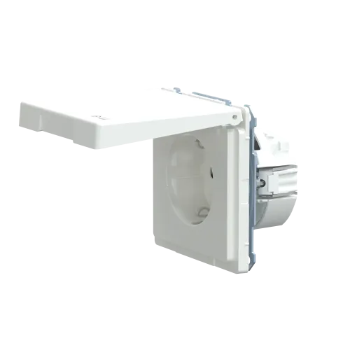 Розетка электрическая с крышкой, IP44, белый лотос, Merten MTN2314-6035