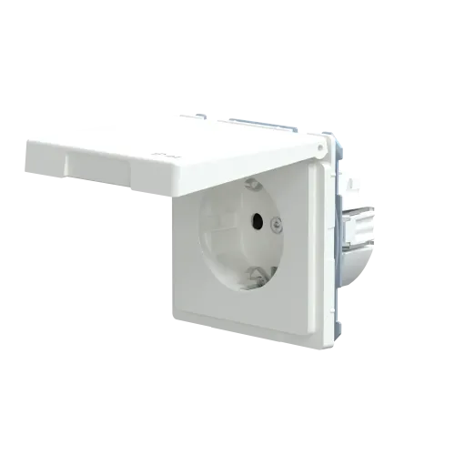 Розетка электрическая с крышкой, IP44, белый лотос, Merten MTN2314-6035