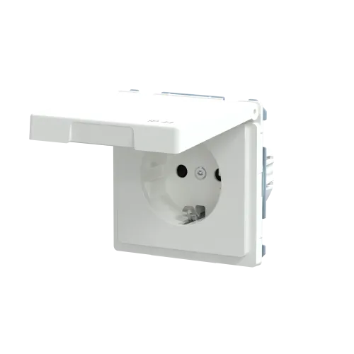 Розетка электрическая с крышкой, IP44, белый лотос, Merten MTN2314-6035